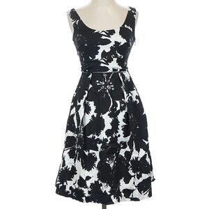 Ann Taylor Black and White Floral Midi Dress